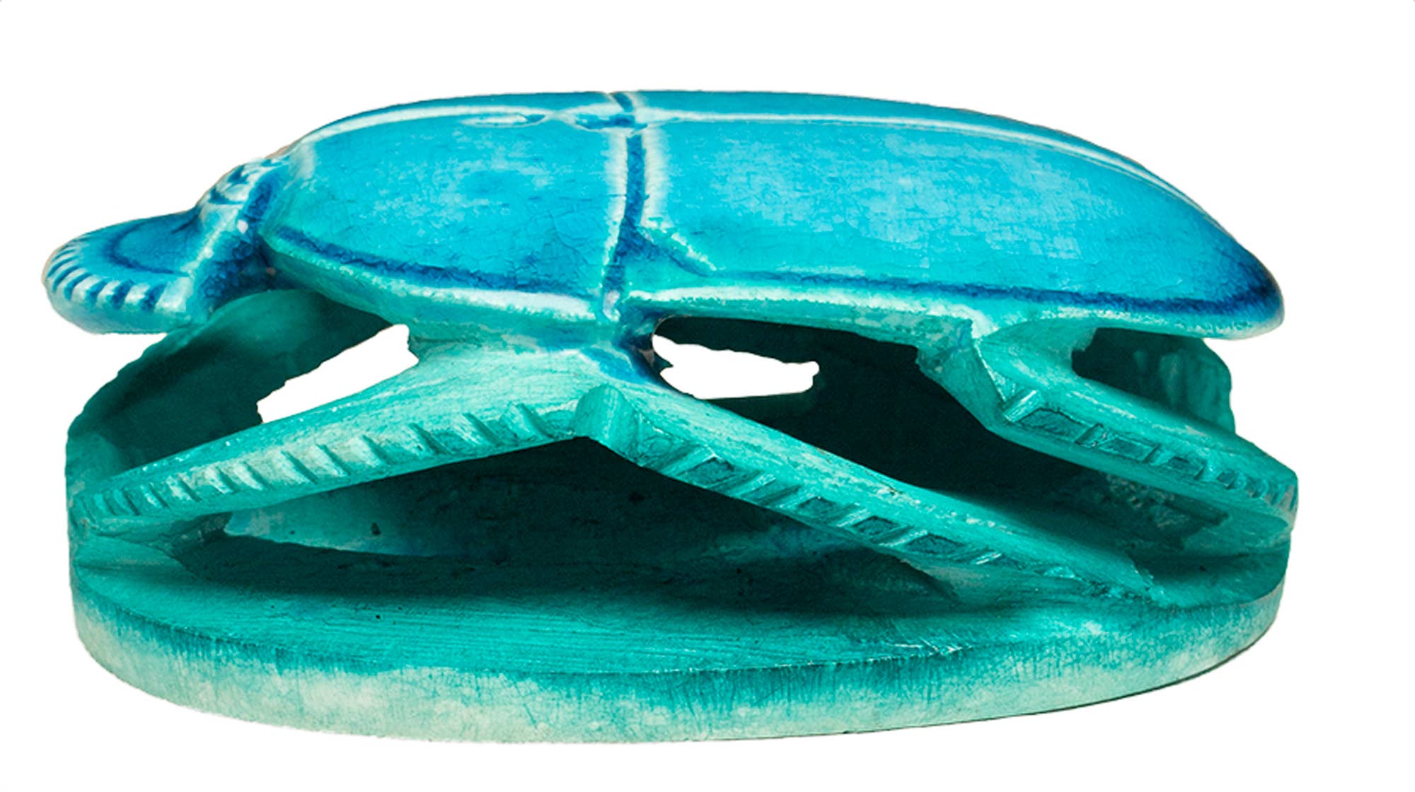 Discoveries, Inc. - Wholesale Decorative Figurine - Hand-carved Soapstone Egyptian Scarab Collectible Blue- 3.5"5