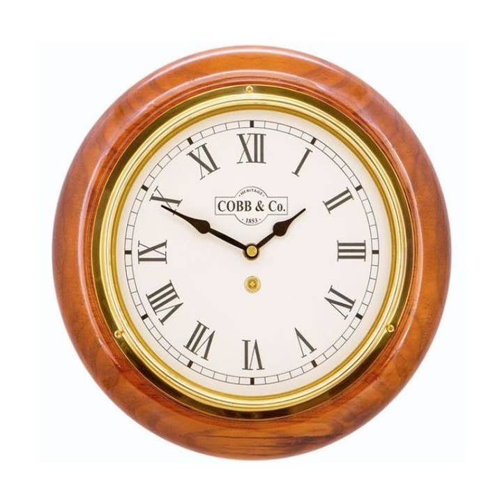 Cobb & Co - Wholesale Desk clock - Small Railway Clock - Gloss Oak Roman0