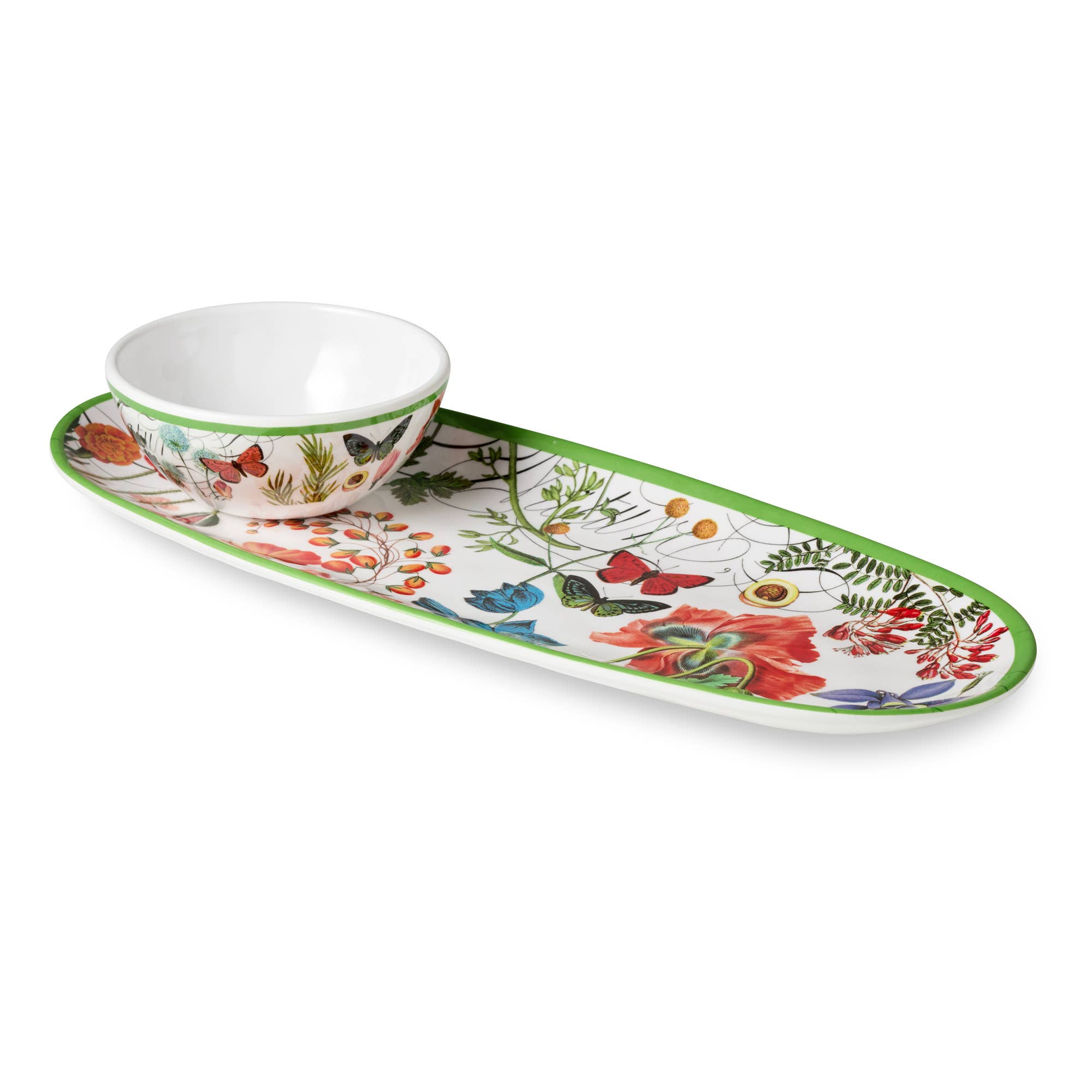 Certified International - Wholesale Condiment/Dip Bowl - Greenhouse Melamine Oval Tray with Dip Bowl2