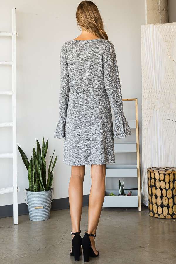 Culture Code – Engroshandel Kjole - Dame – CHD1390L - KJOLE MED FLÆSEDE LANGE ÆRMER OG SLÅ-OM BÆLTE14