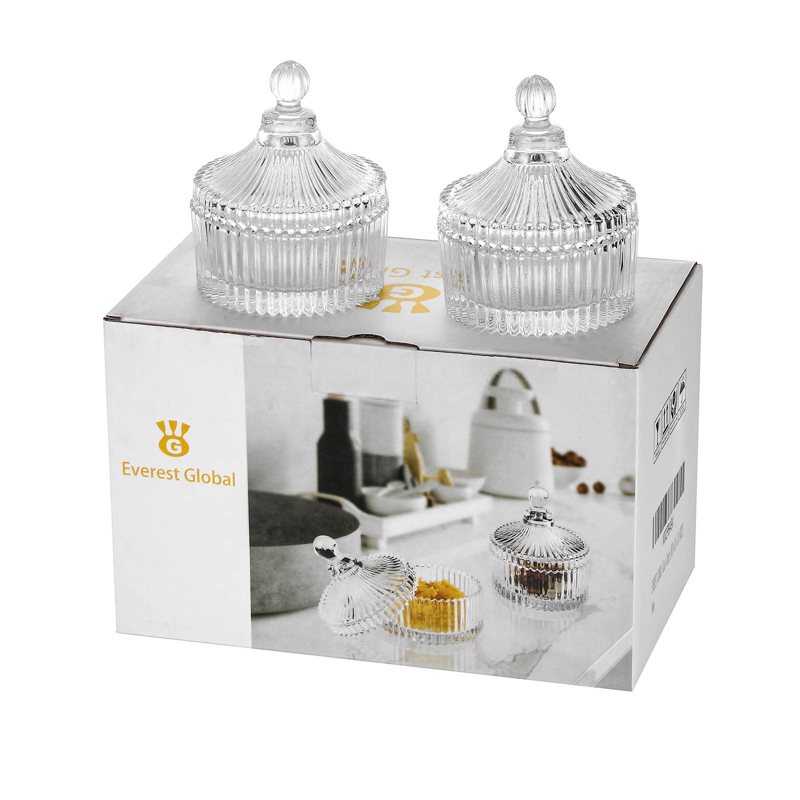 Everest Global - Wholesale Apothecary Jar - Crystal Clear Castle Glass Candy Jar with Lid set of 28