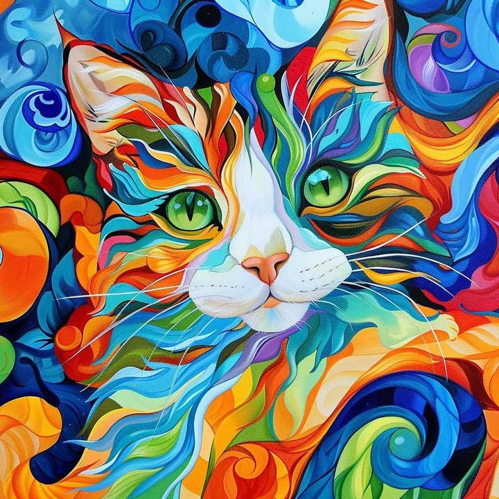 Colorful Whirlwind Cat for wholesale by Paint with Number