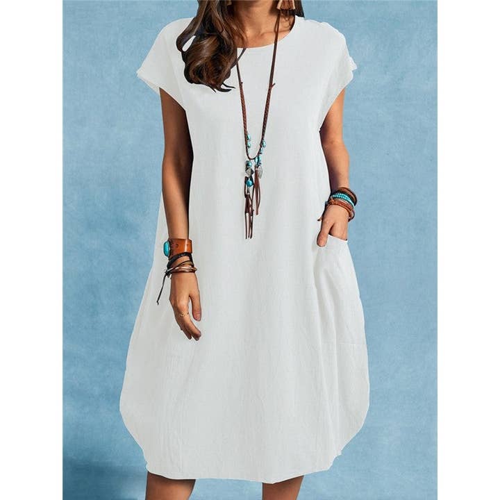 Sheer Trend - Wholesale Dress - Women's - Loose Casual Summer Solid Color Dress