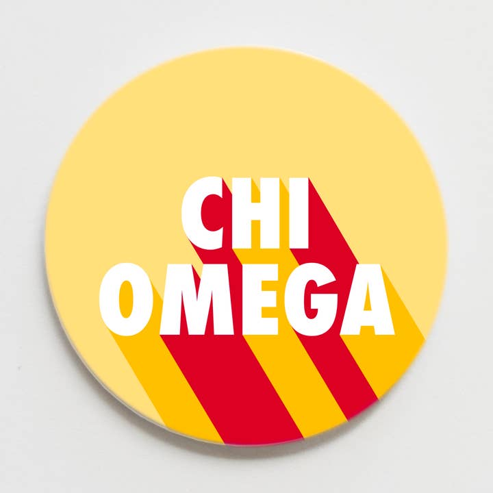 Chi Omega Bold Greek Button - 2.25 inch for wholesale by Good Vibez Collegiate