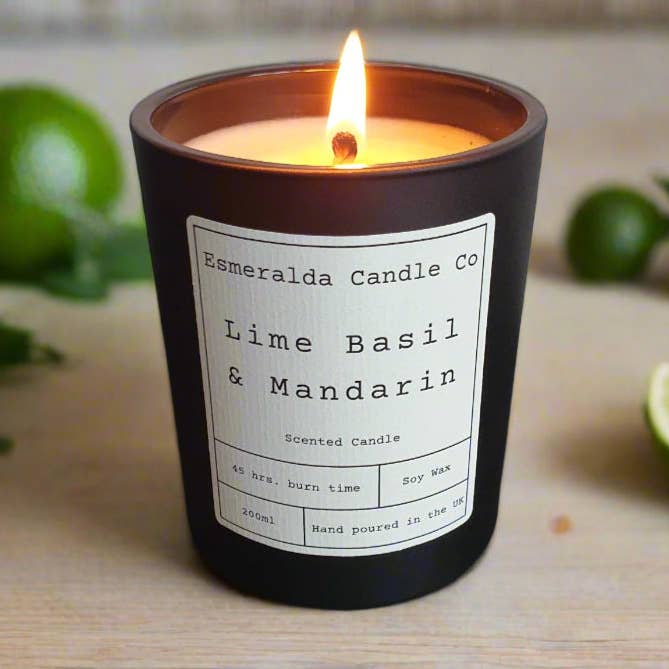 Lime Basil & Mandarin Scented Candle by Esmeralda Candle Co for wholesale by Esmeralda Candle Co