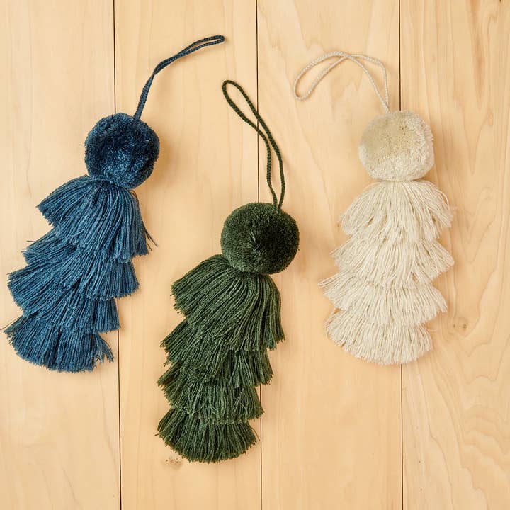 High crafty – wholesale Decorative tassel/wall drop – Pom Pom Tassel – Ivory | Handmade Decorative Tassel with Fri1