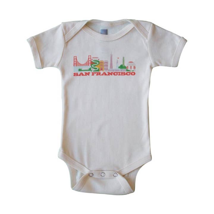 San Francisco Cityscape Natural Onesie for wholesale by All Good Living