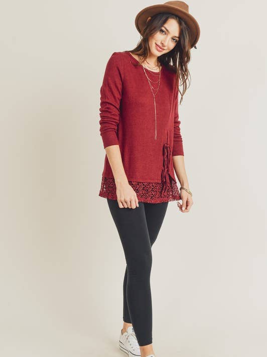 Lace Fundo Lateral Detalhe em Malha - 11828T por atacado de Doe and Rae