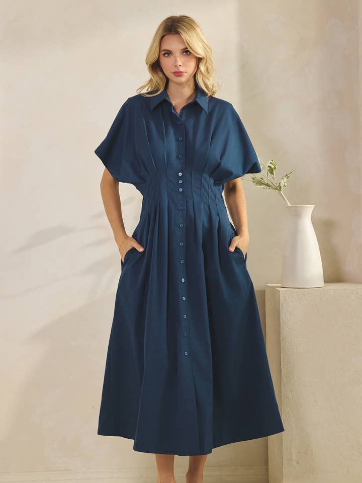BUTTON DOWN SHIRT MAXI DRESS- SDD6409 for wholesale by Star Drop