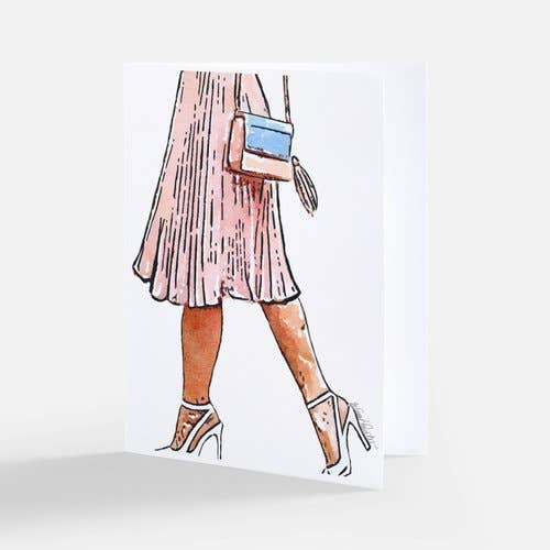 Lady in Pink - Carte-note imprimée pour la vente par All Things Noteworthy