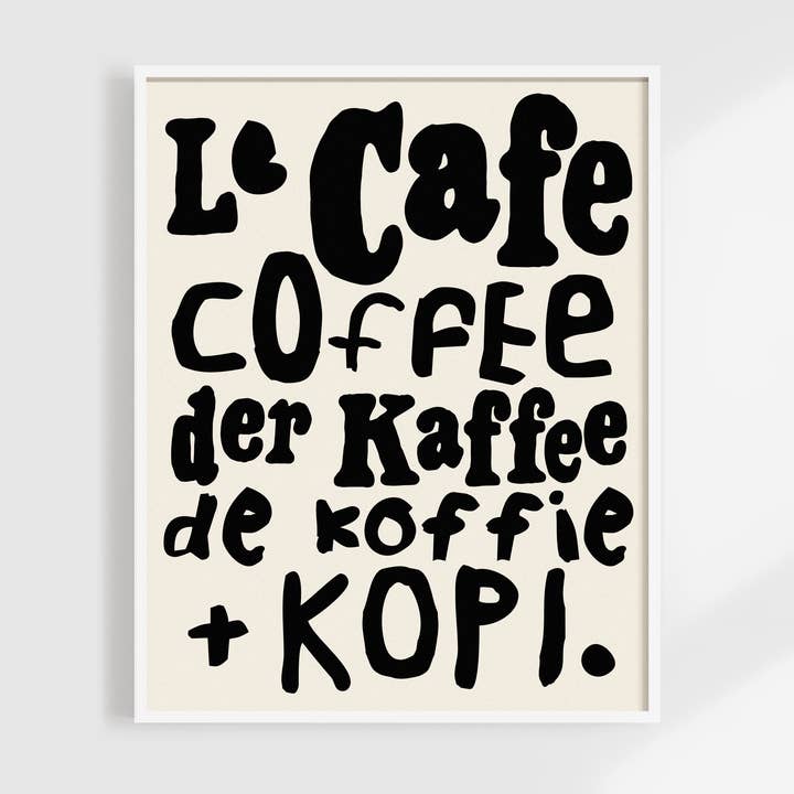 Le Cafe Coffee Print | Colorful Kitchen Wall Art for wholesale by Kuku Studio