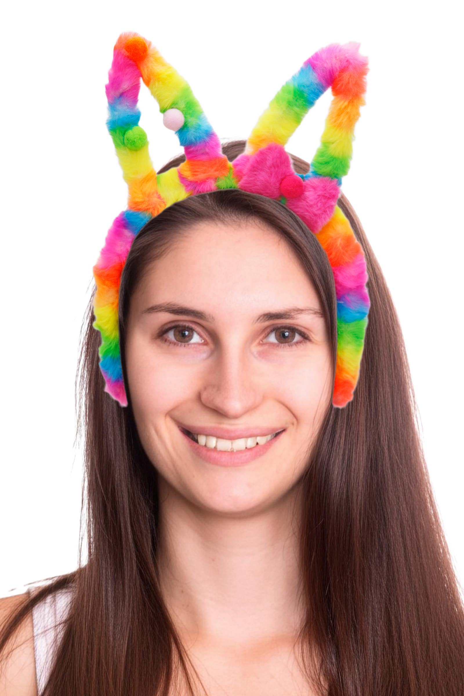 Cap Zone - Wholesale Fashion Headband - Women's - Pointy Bunny Ear Mini Pom Fuzzy Faux Fur Hairband1