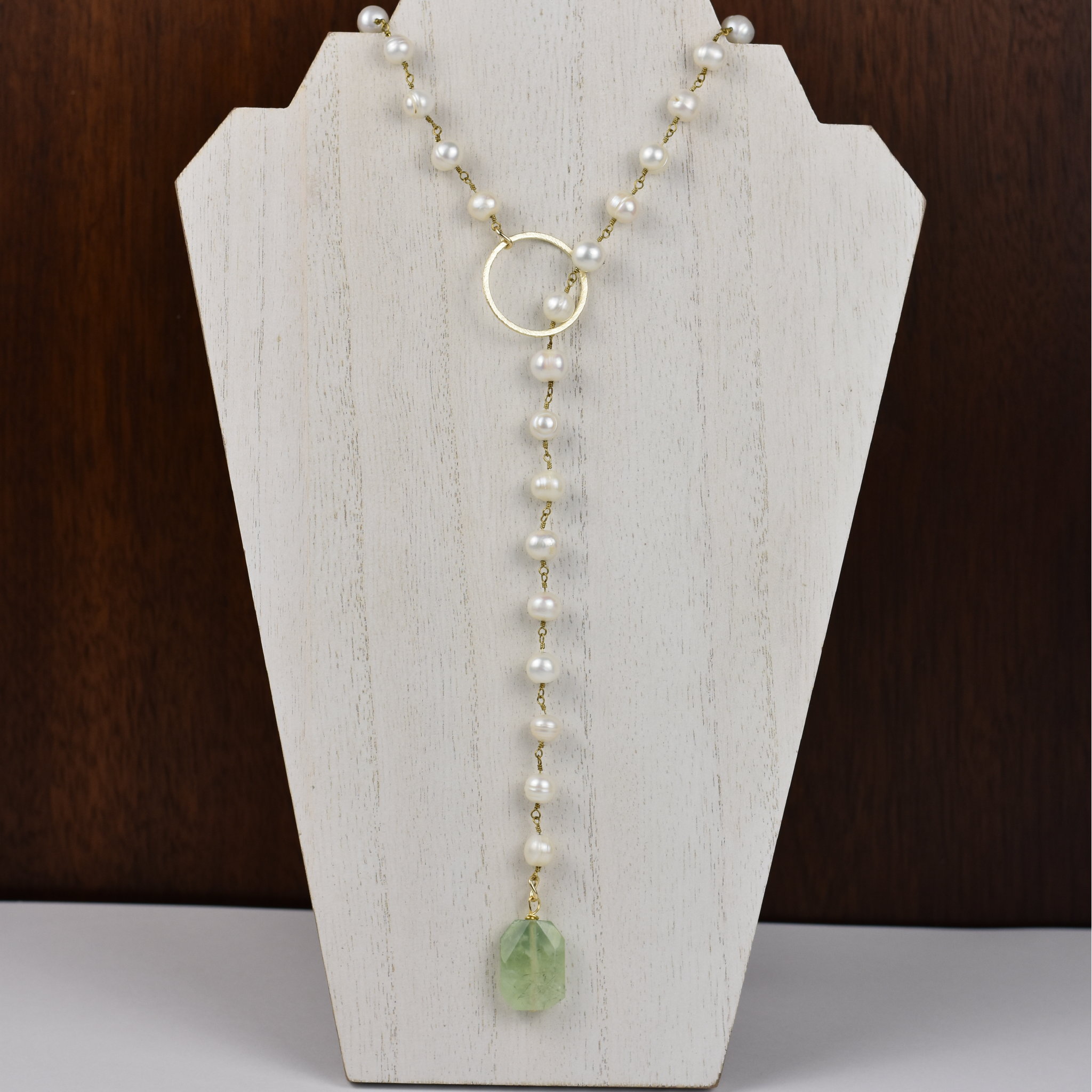 ali & bird jewelry - Wholesale Y-Neck/Lariat Necklace - Pearl & Tourmaline Lariat Necklace0