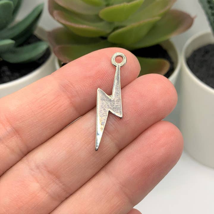 Guerrilla Charm - Wholesale Individual Charm/Pendant - 50 Pcs Lightning Bolt Wizard Charms