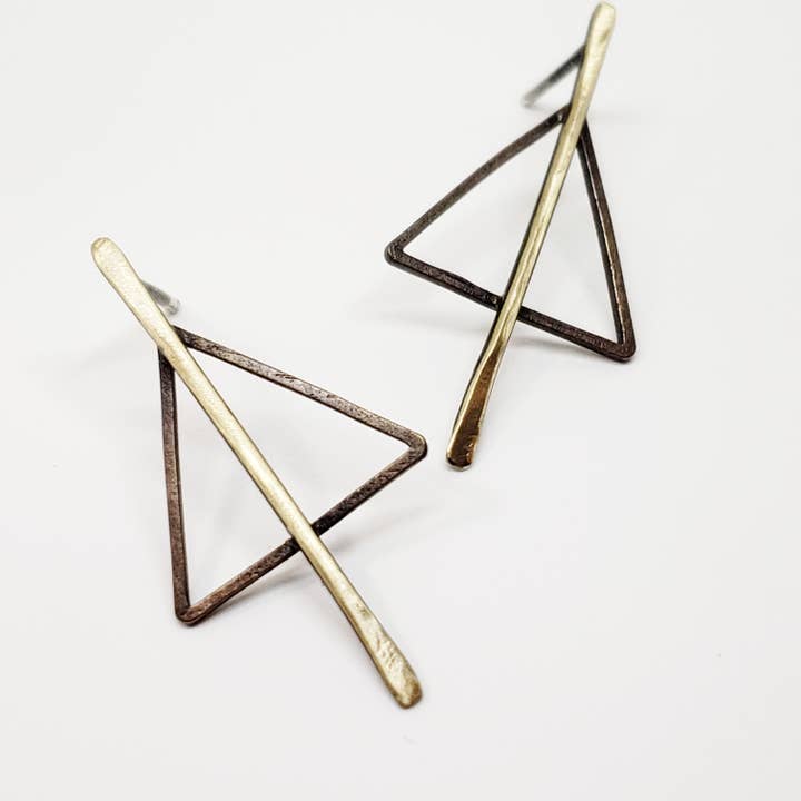 Through Me Triangle Studs for wholesale by Daisy Metalworks