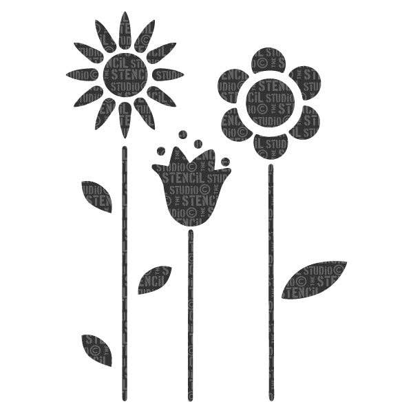 Funky Flowers Stencil for wholesale by The Stencil Studio