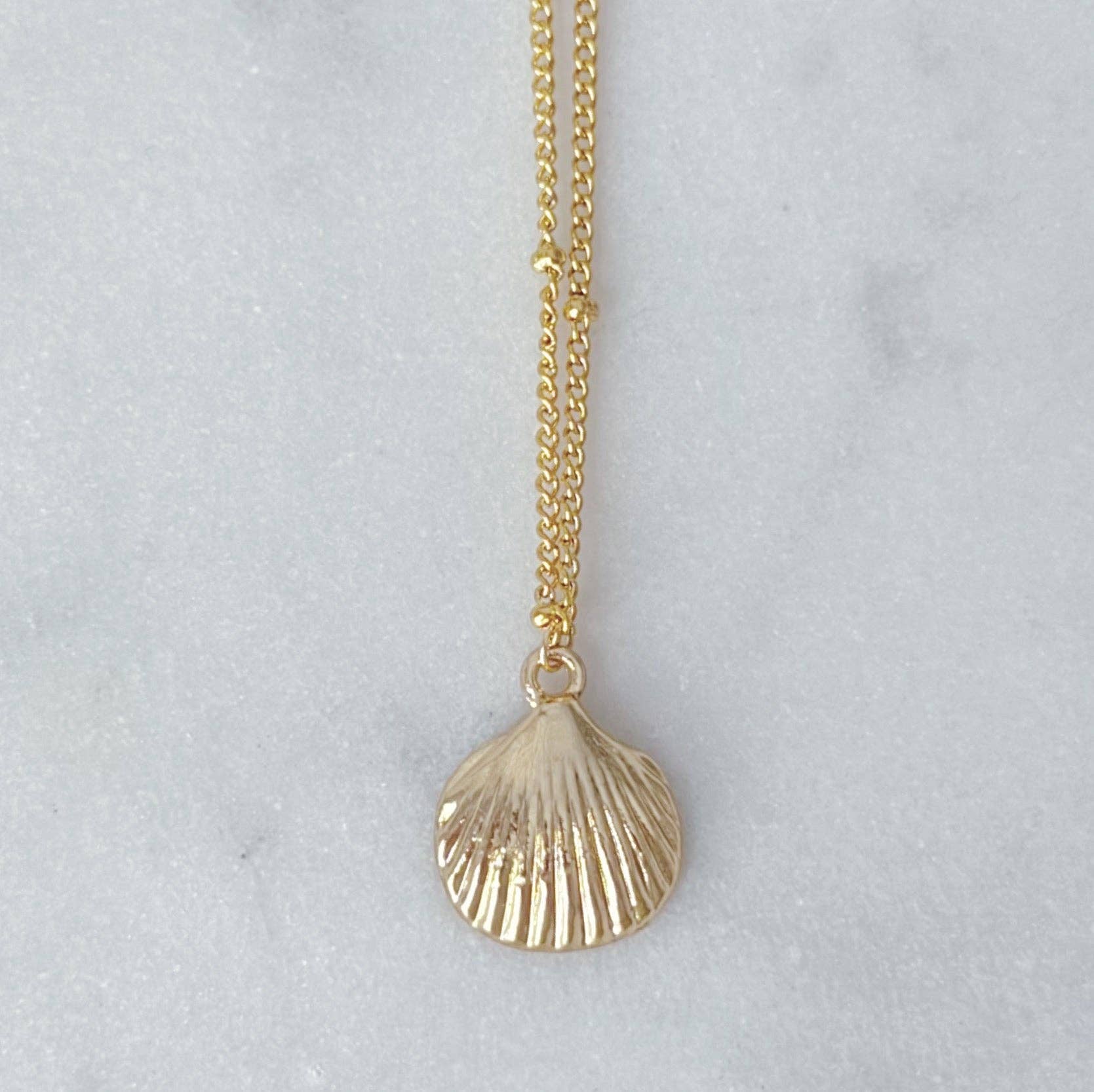Wholesale Gold clam shell necklace for your store Faire
