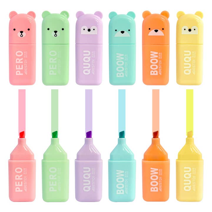 Wrapables.com - Wholesale Highlighter - Wrapables Cute and Colorful Highlighters, Marker Pens, Stationery Supplies (Set of 6), Bears