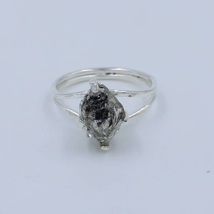 Silvex Jewelry - Wholesale Single Stone/Solitaire Ring - Raw Herkimer Diamond 925 Silver Ring