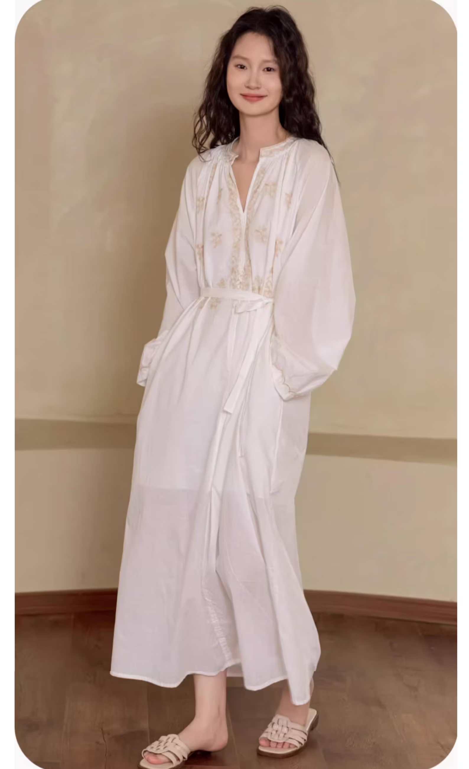 Lian Collection – wholesale Robe – Women's – 100% Cotton Robe & Dress Loungewear Set – Embroidery Gauze1