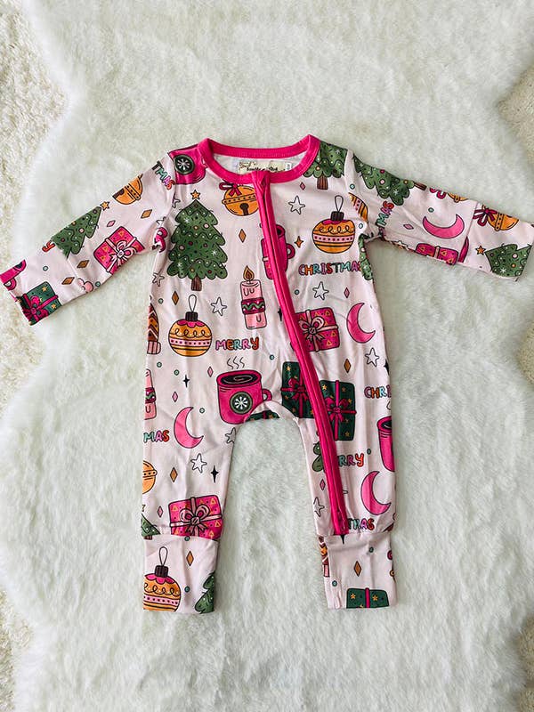 luluclothes - Wholesale Bodysuit (Non-Footed) - Baby - XCH05005 Merry Christmas long sleeve baby girls onesie