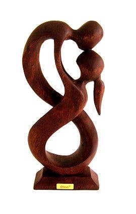 OMA - Eclectic Home - Wholesale Sculpture - Wood Embrace Hug Romance Statue Abstract Modern Decor - 9"2