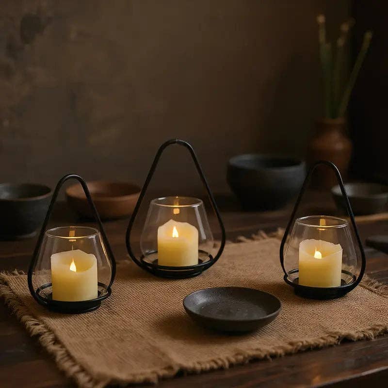 Huis Van Merken - Wholesale Candle Holder - Vintage Glass Candle Holder Lantern - Farmhouse Decor2