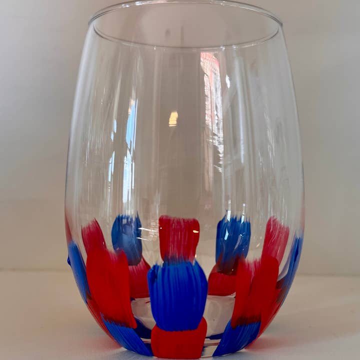 Hand Painted Glass, Co - Wholesale Wine Glass - Two-Tone Color Block Wine Glasses4