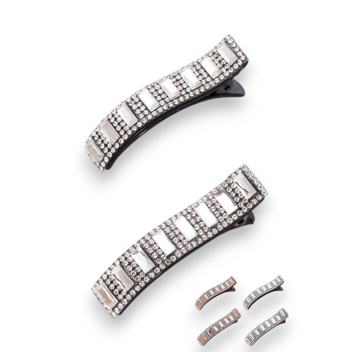 Crystal Pave Alligator Clip Set for wholesale by LA Jewelry Plaza