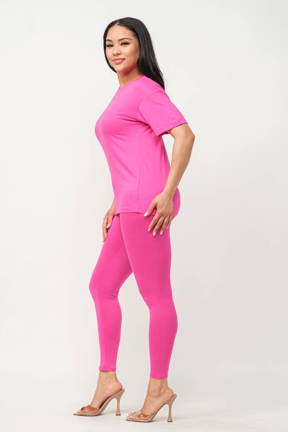 Julia by LoveJ - Wholesale Top & Pant Set (NOT Loungewear) - Women's - Plus Size Brushed Dty Round Neck Top Leggings Set4