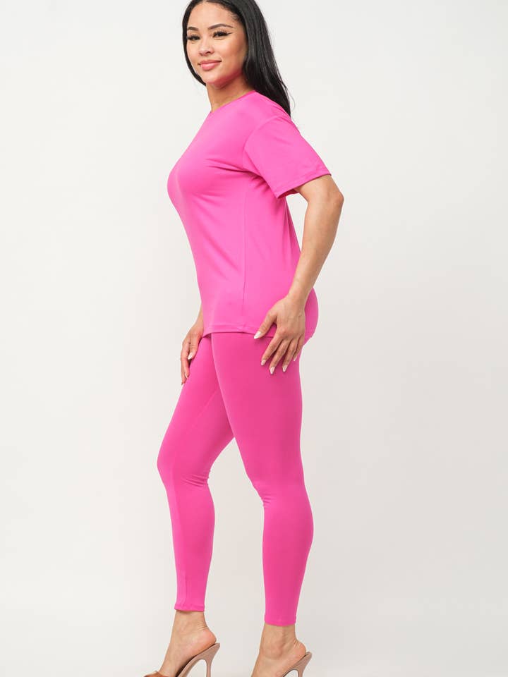 Julia by LoveJ - Wholesale Top & Pant Set (NOT Loungewear) - Women's - Plus Size Brushed Dty Round Neck Top Leggings Set4