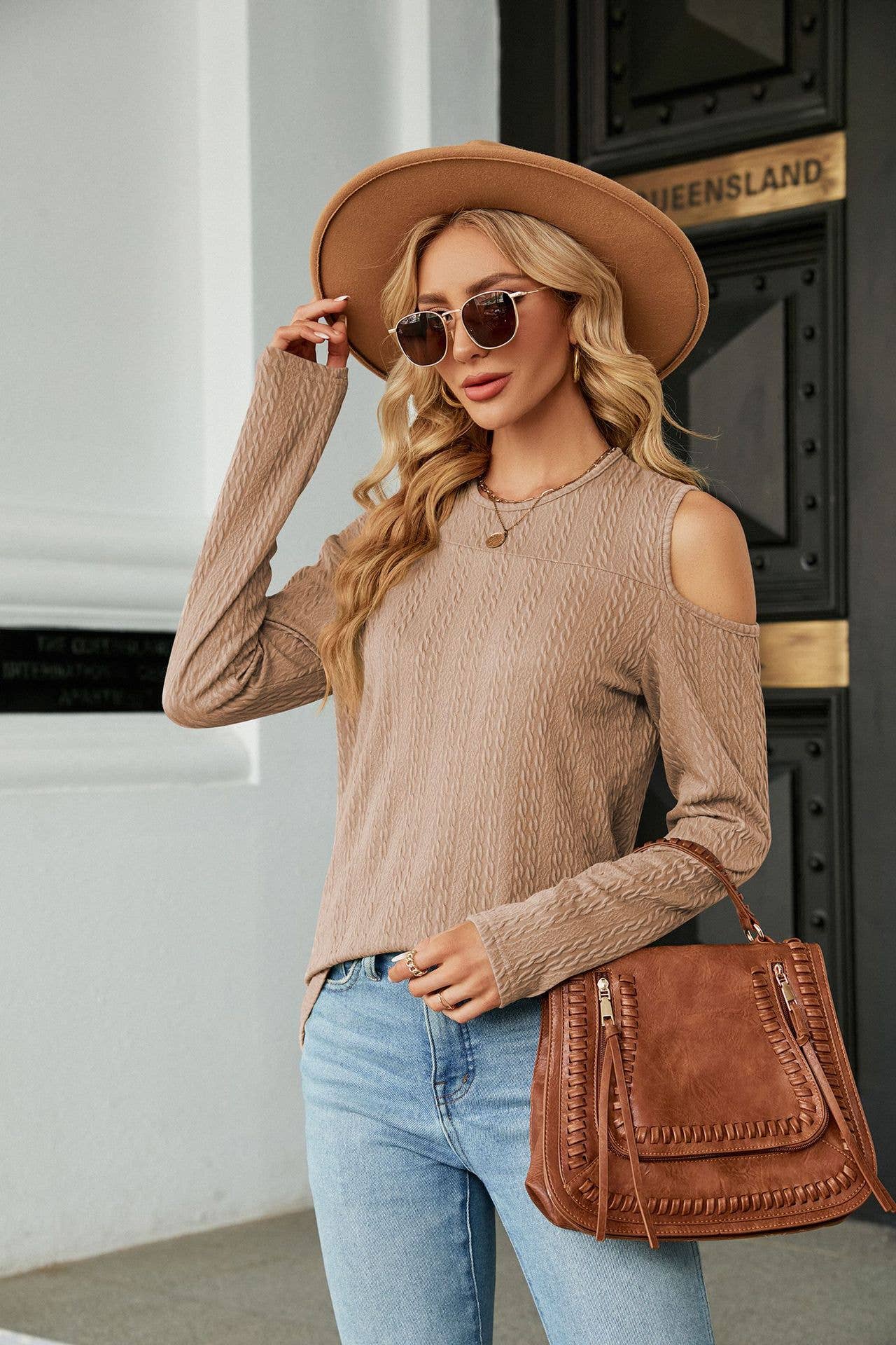 YNIQUE – wholesale Knit top – Women's – Women V-Neck Strapless Loose Long Sleeve T-Shirt8