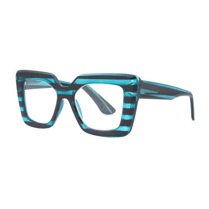 AVIV | Dark Teal and Black Stripes | Blue Light for wholesale by Ryan Simkhai Eyeshop