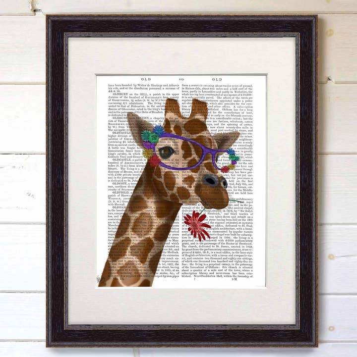FabFunky Ltd - Wholesale Art Print - Giraffe and Flower Glasses 2, Book Print / Art Print4