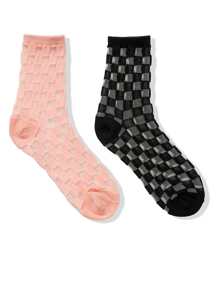 Fashion Checkered Sheer Mesh Socks for wholesale by Vanilla Monkey