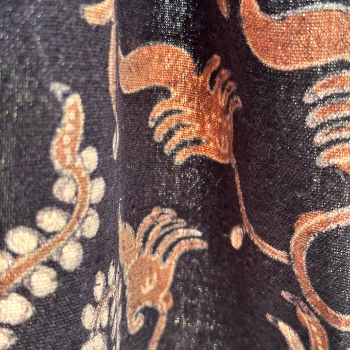 Office Objets - Wholesale Coverlet - Black and brown printed batik, Indonesian ceremonial fabric 185x503