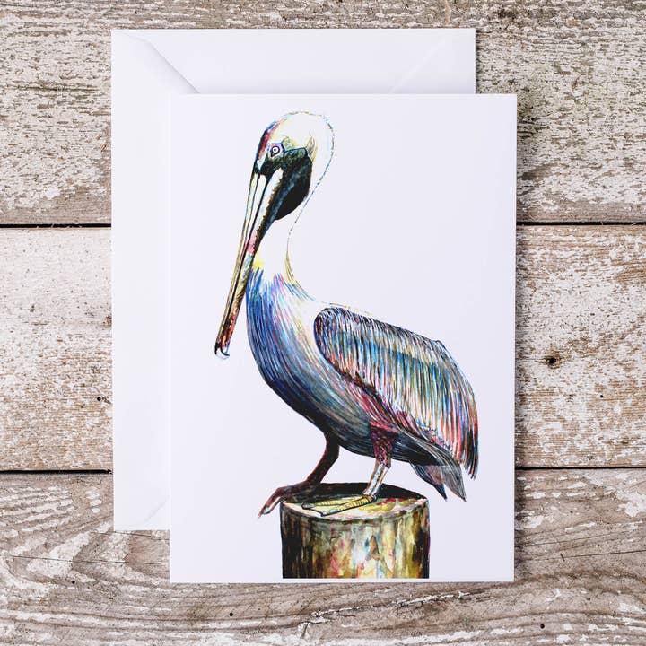 Carte de vœux en forme de pélican, aquarelle, 5 x 7 cm pour la vente par The Ship's Hold