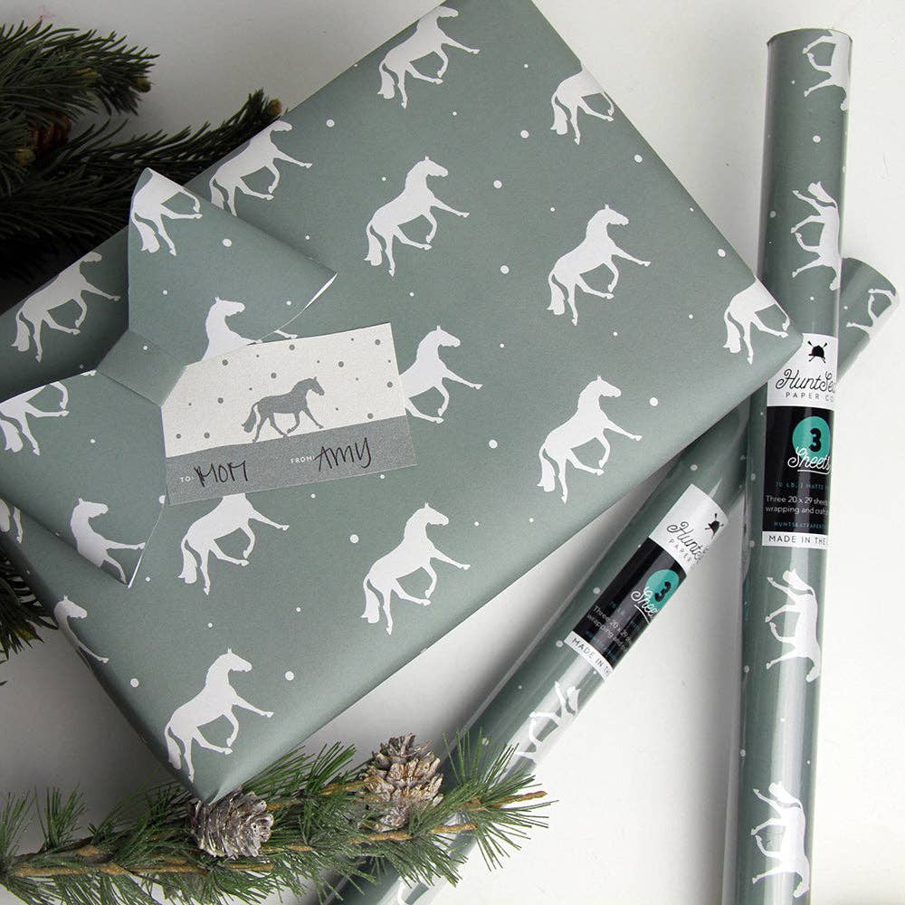 Hunt Seat Paper Co. – Großhandel Geschenkpapierrolle – Geschenkverpackung „Winter Horse“3