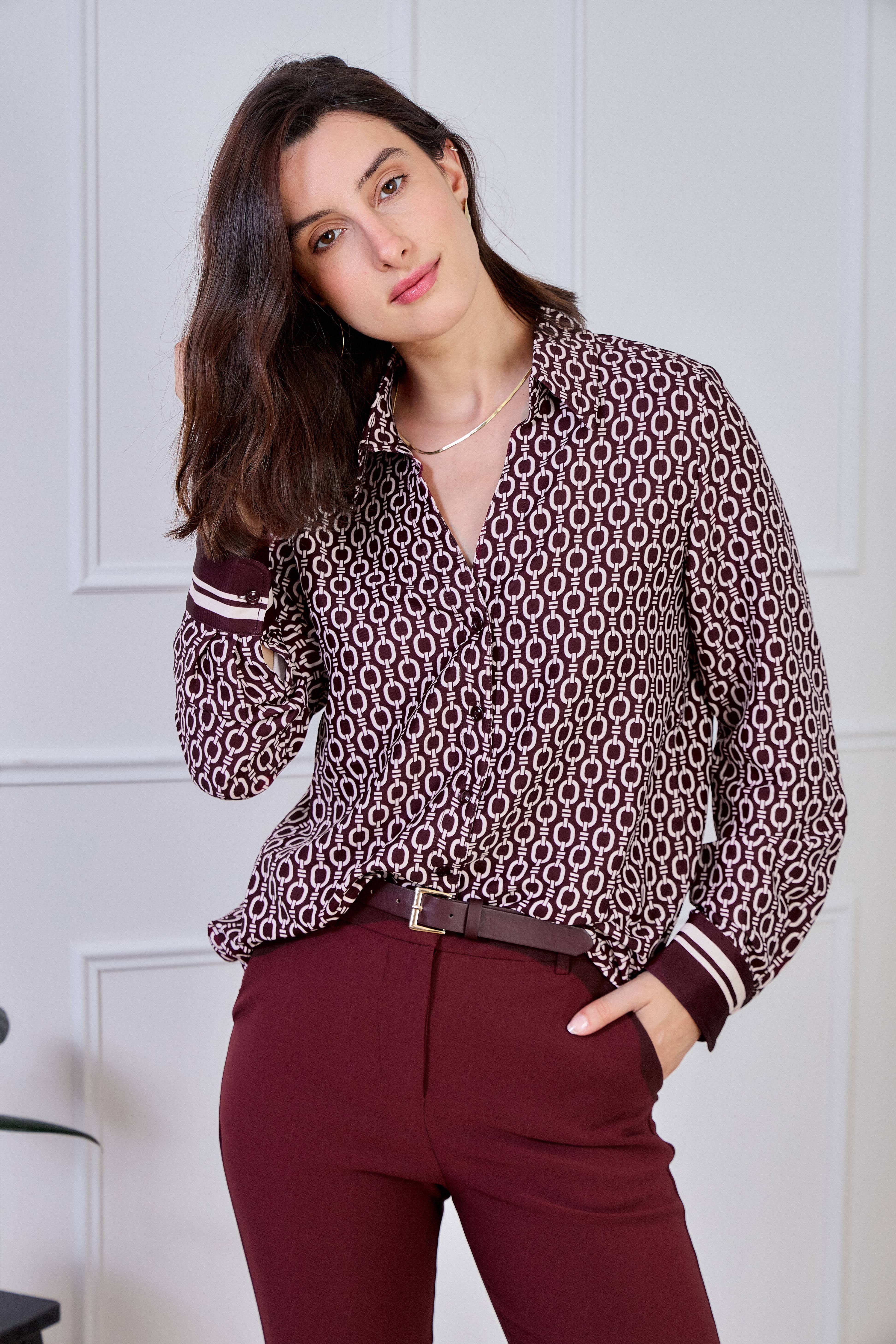 LULUMARY - Wholesale Overhemd met knopen - Dames - Kettingprint overhemd CH352A15