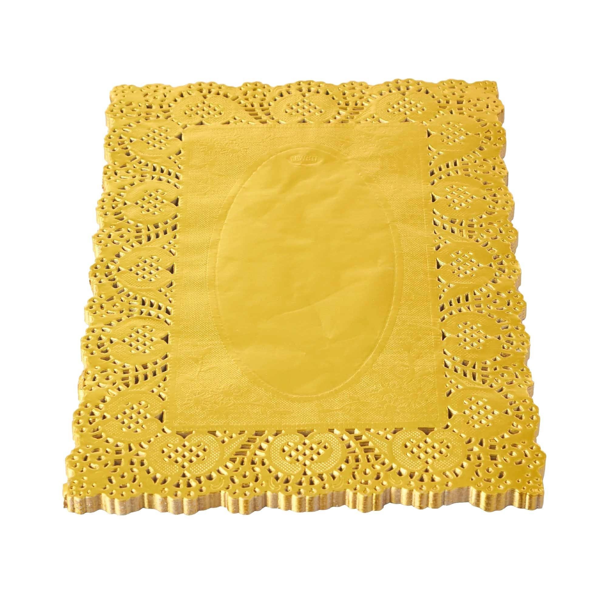 Gold Rectangle Paper Doilies 15½" L x 11¾" W - Set of 100-Gold for wholesale on Faire2