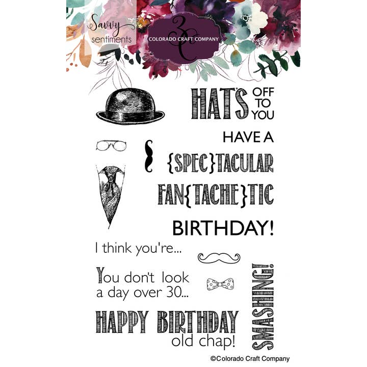 Colorado Craft Company - Vendita all'ingrosso Timbro in gomma/decorativo - SS515 Savvy Sentiments ~ Old Chap Birthday