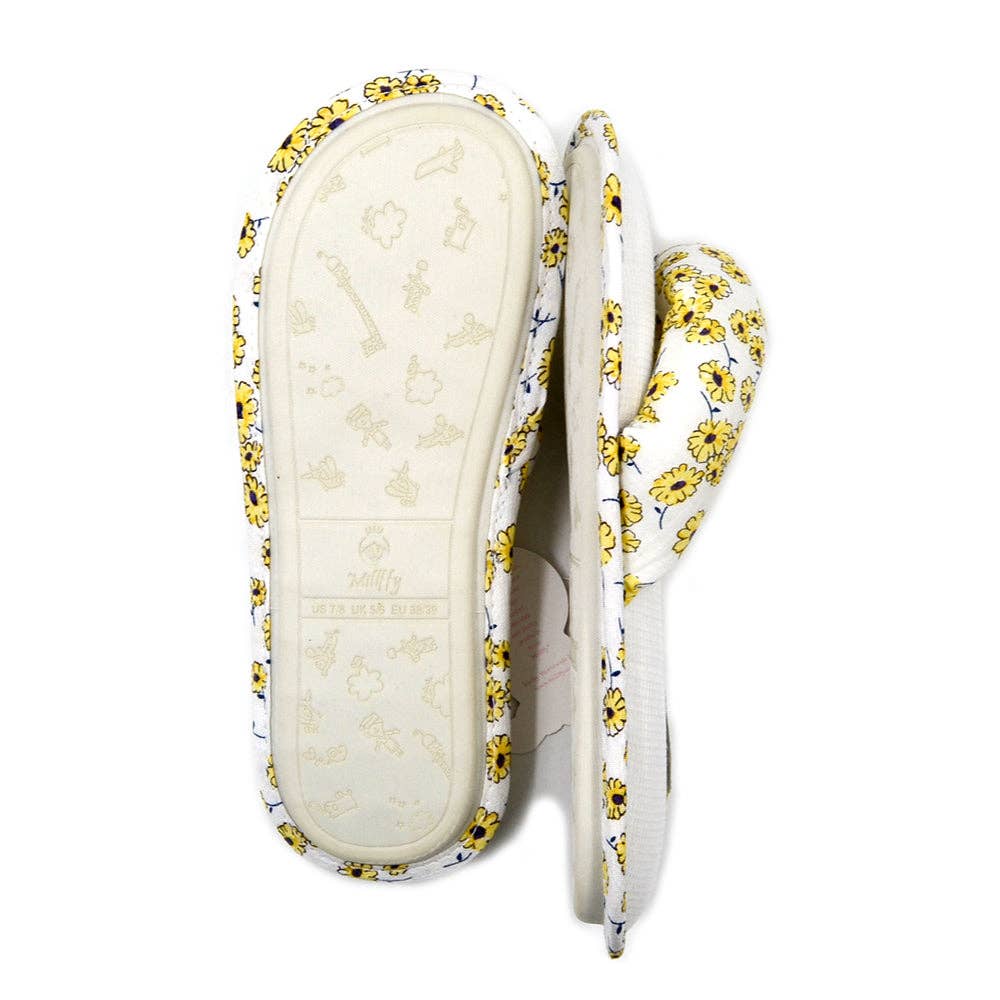 Millffy – wholesale Slippers – Women's – Millffy Summer Floral Print Cotton Slippers Japanese Yellow Daisy Flowers Ladies Thong Slippers1