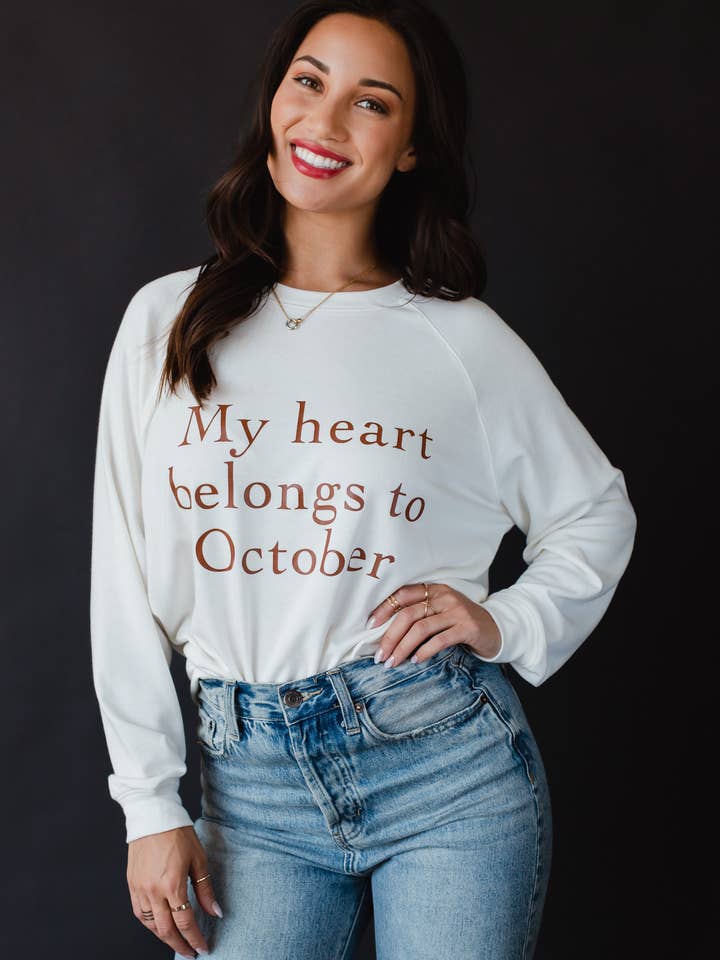 My Heart Belongs To Oct. Sweatshirt for wholesale by Panache Apparel Co.