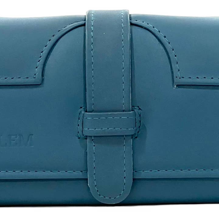 Portefeuille en cuir HAARLEM KOZA 26807 pour femme, bleu pour la vente par HAARLEM