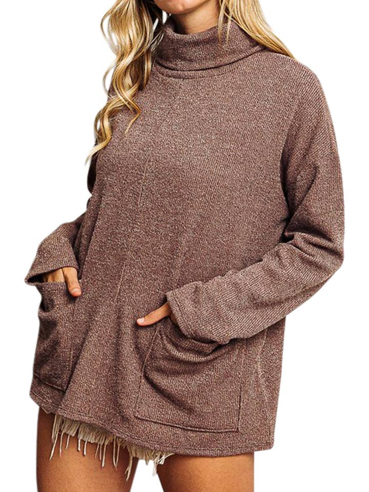 Haut à col roulé à double poche Piper Rib pour la vente par Vanilla Monkey