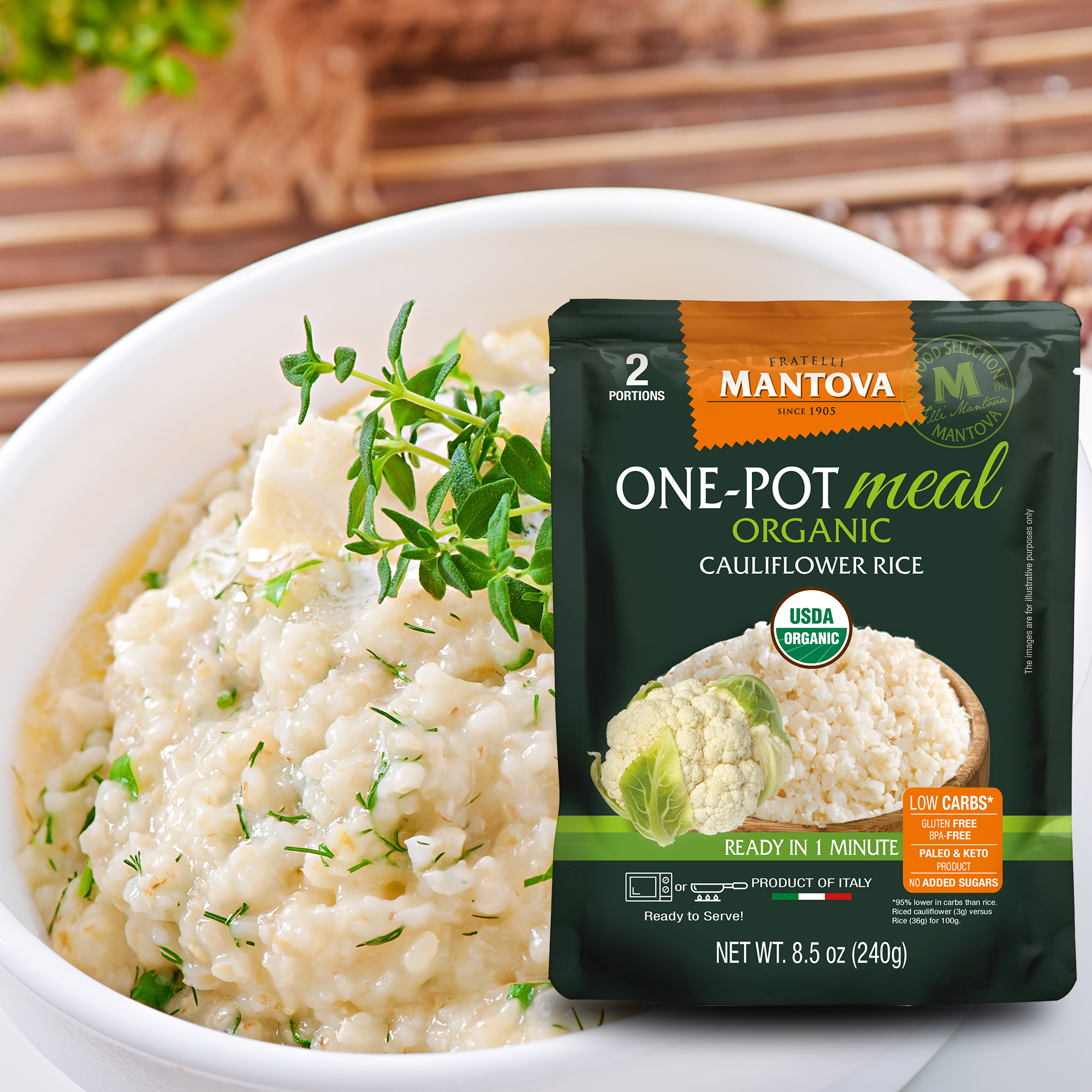 Fine Italian Food - Wholesale Rice - Mantova Organic Cauliflower Rice, 8.5 oz.6