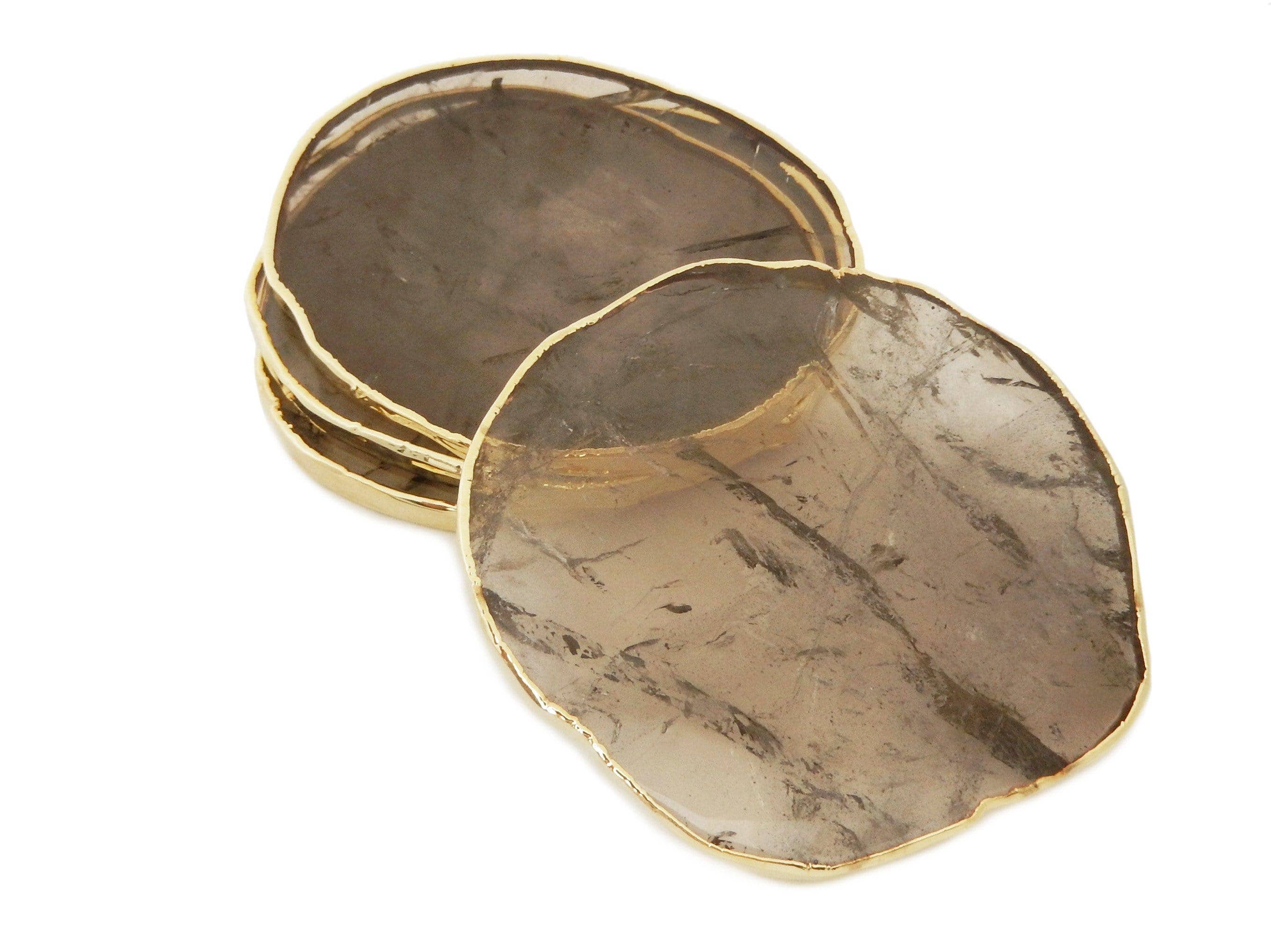 Rock Paradise - Wholesale Coasters - Crystal Stone Coasters Silver/Gold Plated Set of 411