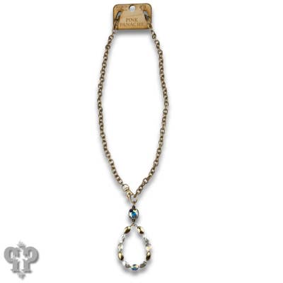 Pink Panache Brands - Wholesale Pendant/charm necklace - Oval bead teardrop pendant necklace with Austrian crystal2