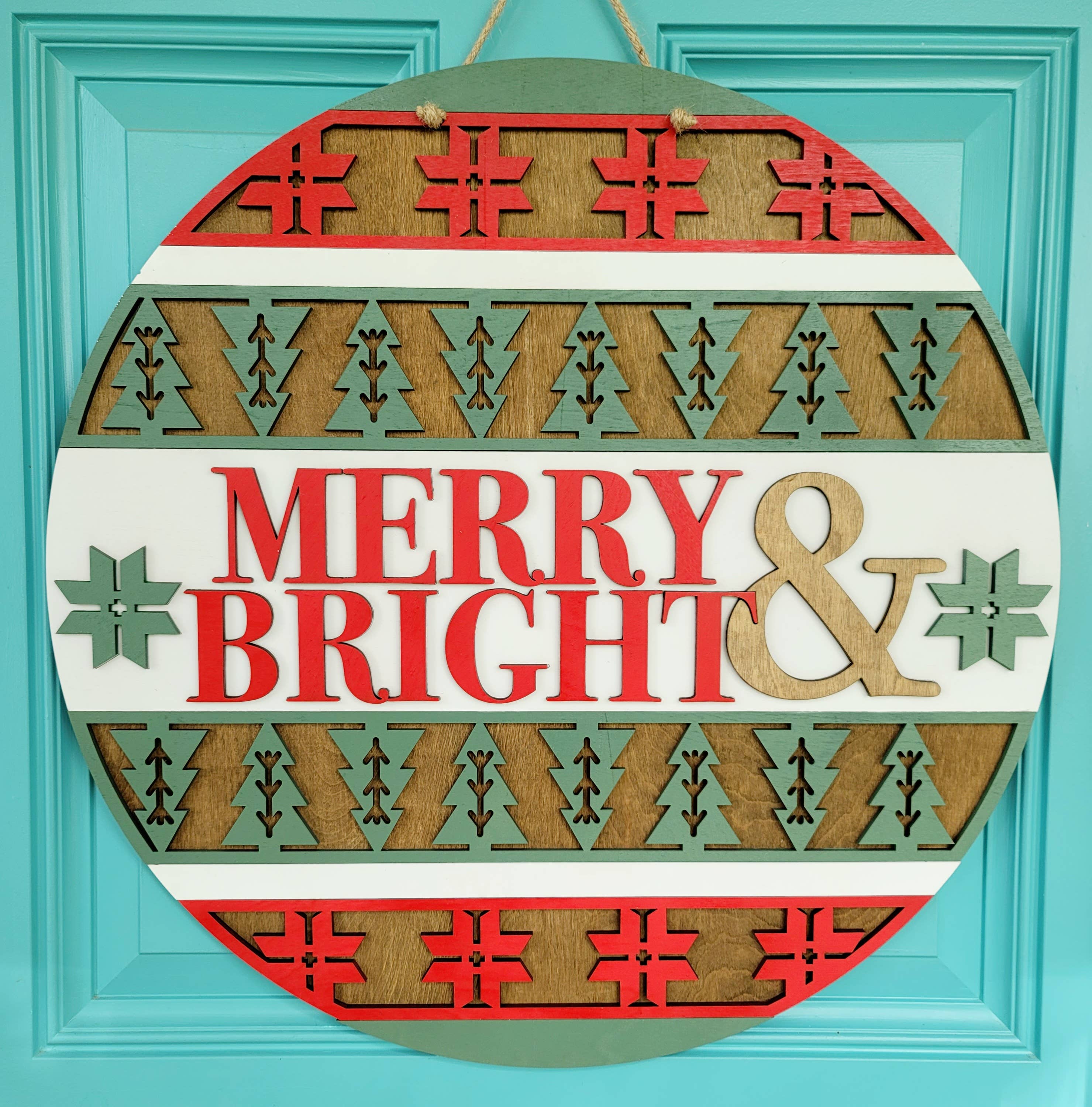 Teal Moon Creations - Vendita all'ingrosso Kit per lavoretti fai da te - Decorazione nordica per porta "Fai da te Merry & Bright"3