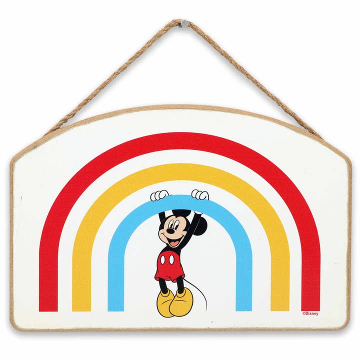 Open Road Brands, LLC - Wholesale Wall Accent - Disney Mickey Mouse Rainbow Hanging Wood Wall Decor